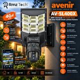 RMZTECH Avenir AV-SL400X 4mp 2 Kameralı 10X Optik Zoom 4g Sım Kartlı Solar Sokak Lambası Güvenlik Kamerası