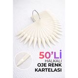 RNK BEAUTY 50’li Şeffaf Nail Art Renk Kartelası – Halkalı Oje & Jel Renk Gösterim Tipleri Stiletto Naturel