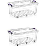 rnl04 2 Adet 80 Litre Tekerlekli Maxı Multi Box Saklama Kutusu - E-515-2 - Şeffaf