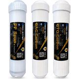 Ro-Star Pro 3'lü Su Arıtma İnline Filtre Seti – Pp Sediment, Gac, Cto Karbon