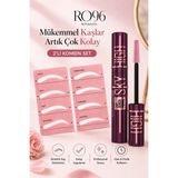 RO96 Kaş Şablonu 8 Farklı Model + Sky High Burgundy Haze Maskara Kombini