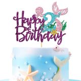 RoadSea Mermaid Happy 2nd Brithday Pasta Süsü - Deniz Altı Temalı Kız Çocuk İkinci Doğum Günü Pastası Malzemeleri / Okyanus Dünyası 2. Deniz Kızı Doğum Günü Partisi Dekorasyonu - Mor Simli (2.)