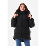 Roba Kadın Oversize Siyah Kapüşonlu Şişme Mont Kaban Su Itici Günlük Kullanım İçin Rüzgar Geçirmez - XL