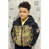 ROBA KIDS Erkek Çocuk İç Astarlı Kapüşonlu Kamuflaj Desenli Kışlık Kapitone Mont & Kaban RB-201