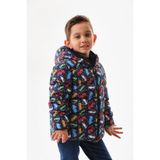 ROBA KIDS Erkek Çocuk Iç Polarlı Kapüşonlu Araba Desenli Kışlık Şişme Mont & Kaban Rb-104