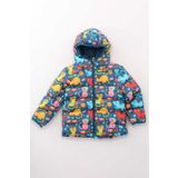 ROBA KIDS Kız Erkek Çocuk İç Polarlı Kapüşonlu Kedi Desenli Kışlık Şişme Mont & Kaban RB-101