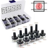 Robada 200 Adet 6x6mm Tact Buton Set 10 Farklı Yükseklikte 4 Pin Dokunmatik Anlık Basmalı Düğme Anahtar