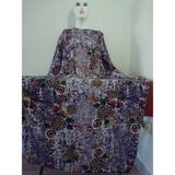 Robadan Uzun Kollu %100 Viskon Basma Çiçekli Anne Elbise, Namaz Elbisesi - Mor - Dore - 2