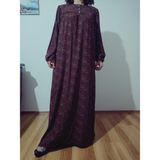 Robadan Uzun Kollu %100 Viskon Basma Çiçekli Anne Elbise, Namaz Elbisesi - Siyah - Kahve - Bej