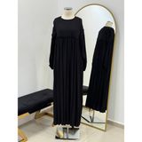 Robalı Büzgülü Oversize Elbise 5093 - Siyah - Standart