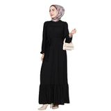 Robalı Sahra Tesettür Elbise-Siyah