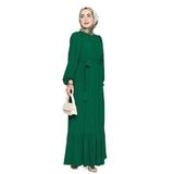 Robalı Sahra Tesettür Elbise-Zümrüt Yeşili