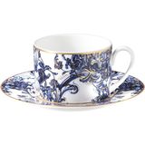 Roberto Cavalli Azulejos Mavi Beyaz Desenli Porselen Kahve & Çay Fincan Ve Tabağı