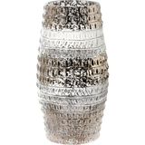 Roberto Cavalli Crocodile Platin Yılan Derisi Desenli Gümüş Dekorlu Kristal Vazo - Standart