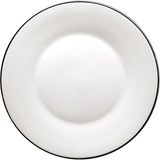 Roberto Cavalli Lizzard Platin Yılan Derisi Desenli Porselen Çukur Tabak 22 cm - Beyaz - Standart