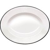Roberto Cavalli Lizzard Platin Yılan Derisi Desenli Porselen Oval Servis Tabağı 23 cm - Beyaz - Standart