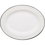 Roberto Cavalli Lizzard Platin Yılan Derisi Desenli Porselen Oval Servis Tabağı 36 cm - Beyaz - Standart