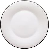 Roberto Cavalli Lizzard Platin Yılan Derisi Desenli Porselen Servis Tabağı ve Supla 32 cm - Beyaz - Standart