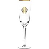 Roberto Cavalli Monogram Gold Altın Dekorlu Kristal Şampanya Kadehi - Şeffaf - Standart