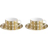 Roberto Cavalli Monogram Gold Altın Dekorlu Porselen 2 Kişilik Kahve Ve Çay Fincan Takımı
