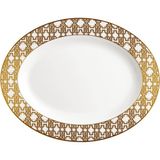 Roberto Cavalli Monogram Gold Altın Dekorlu Porselen Oval Servis Tabağı 36 cm - Standart