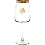 Roberto Cavalli New Monogram Gold Altın Dekorlu Kristal Şarap Kadehi - Şeffaf - Standart