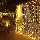 Robeve 2x2 Metre 8 Fonksiyonlu Animasyonlu Perde LED Işık Kalın Telli Saçak LED Işık 240 LED Yılbaşı Işık Saçak Süsleme - Sarı