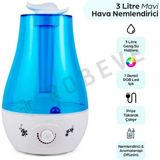 Robeve 3 Litre Ultrasonik Buhar Makinesi Hava Nemlendirme Cihazı Hava Nemlendirici Ayarlanabilir Sprey Çıkışı Buhar Makinesi - Açık Mavi