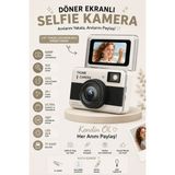 Robeve 68MP Dijital Fotoğraf Makinesi | 180° Döner Ekranlı Mini Selfie Kamera | 16X Zoom, LED Flaş, Tf Kart Destekli Retro Fotoğraf Makinesi Mini Kamera - Siyah