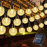 Robeve 7 Metre 50 LED Güneş Enerjili Kristal Küre Solar Bahçe Aydınlatma Dış Mekan Aydınlatma Güneş Enerjili Aydınlatma – 8 Modlu, IP65 Su Geçirmez, Otomatik Aç/kapa, Bahçe, Balkon (Gün Işığı Sarı)