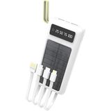 Robeve Acl 20000 Mah Powerbank Göstergeli Powerbank Solar Fenerli Güneş Enerjili Type C - Lightning - Micro USB - USB Kablolu Powerbank Taşınabilir Şarj Aleti Hızlı Şarj Aleti Powerbank Pw-60 - Beyaz