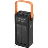Robeve Acl 50000 Mah Powerbank Göstergeli Powerbank Solar Fenerli Güneş Enerjili Type C - Lightning - Micro USB - USB Kablolu Powerbank Taşınabilir Şarj Aleti Hızlı Şarj Aleti Powerbank PW19 - Siyah