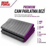 Robeve Bear Force Karbon Premium Oto Cam Parlatma Bezi 40X40 cm 400 Gsm Karbon Fiber Dokulu Mikrofiber Araç Cam Temizleme Bezi Izsiz Cam Ayna Ekran ve Parlak Yüzey Temizlik Havlusu - Gri