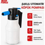 Robeve Bear Force Şarjlı Otomatik Köpük Pompası 1.5 Litre 2000 Mah Şarjlı Köpük Püskürtücü – Basınçlı Araç Yıkama Köpükleme Spreyi – Şarjlı Köpük Makinesi Oto Yıkama Pompası - 1,5 lt