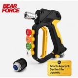 Robeve Bear Force Yüksek Basınçlı Yıkama Tabancası 345 Bar 5000 Psı 5’li Nozul Seti 1/4” Quick Connect Kısa Yıkama Tabancası Oto Yıkama Tabancası - Bosch Aquatak - Siyah - Sarı