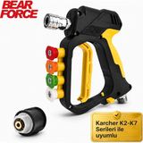 Robeve Bear Force Yüksek Basınçlı Yıkama Tabancası 345 Bar 5000 Psı 5’li Nozul Seti 1/4” Quick Connect Kısa Yıkama Tabancası Oto Yıkama Tabancası - K Serisi - Siyah - Sarı