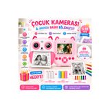 Robeve Çocuk Kamerası Anında Baskılı Termal Yazıcılı Fotoğraf Makinesi 3-12 Yaş Çocuk Fotoğraf Kamerası Video Kayıtlı Selfie Özellikli Eğitici Oyuncak Kamera 3 Renkli + 3 Beyaz Kağıt Hediyeli Pembe