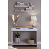 Robeve Dresuar 130 cm - 2 Çekmeceli Modern Dresuar - 2 Duvar Rafı ile Birlikte Antre Dresuarı , Dekoratif Salon Konsolu , Modern Hol ve Koridor Dresuarı Modern Dresuar Atlantik Çam - Beyaz - Beyaz - Atlantik Çam