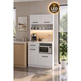 Robeve LED Aydınlatmalı Kahve Köşesi Dolabı - 4 Kapaklı 1 Çekmeceli Modern Kahve Köşesi - LED Işıklı Çok Amaçlı Dolap Mutfak Dolabı Geniş Depolama Alanı Çok Amaçlı LED Işıklı Dolap Ledli Kahve Köşesi - Beyaz