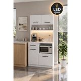 ROBEVE LED Aydınlatmalı Kahve Köşesi Dolabı - 4 Kapaklı 1 Çekmeceli Modern Kahve Köşesi - Led Işıklı Çok Amaçlı Dolap Mutfak Dolabı Geniş Depolama Alanı Çok Amaçlı Led Işıklı Dolap Ledli Kahve Köşesi