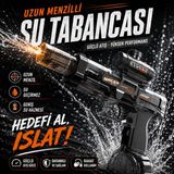 Robeve Şarjlı Otomatik Su Tabancası Oyuncak Şarjlı Geniş Su Hazneli Gerçekçi Geri Tepme Efektli Su Silahı – Yaz Eğlencesi, Havuz Oyuncağı Bahçe Oyuncağı Için Eğlenceli Şarjlı Su Tabancası Oyuncak - Siyah