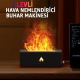 Robeve Şömine Görünümlü Aroma Difüzör ve Hava Nemlendirici – Alev Efektli LED Işıklı, Sessiz Çalışan Ultrasonik Buhar Makinesi, Aromaterapi ve Dekoratif Ortam Aydınlatması - Siyah
