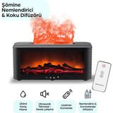 Robeve Şömine Hava Nemlendirici Uzaktan Kumandalı Hava Nemlendirici 7 Renk Şömine Aroma Difüzör Aroma Terapi Cihazı Buhar Makinesi - Siyah