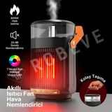 Robeve Taşınabilir Isıtıcı & Hava Nemlendirici Buhar Makinesi – 7 Renk LED Işıklı, Uzaktan Kumandalı, Zaman Ayarlı, Devrilme Korumalı Mini Isıtıcı 800W - Siyah
