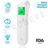 Robeve Temassız Infrared Ateş Ölçer 3 Saniyede Hızlı Ölçüm, Ce & Iso 13485 & Fda Onaylı, 20 Ölçüm Hafızalı, Renkli Ekran Uyarılı, Temassız Alın Termometresi - Beyaz