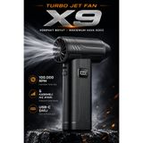 ROBEVE X9 Turbo Jet Fan 100.000 RPM Yüksek Güçlü Hava Üfleyici – 5 Kademeli Şarjlı Fan LED Aydınlatmalı Toz Temizleme Fanı – Bilgisayar, Klavye, Araç İçi, Mangal, Kamp, Dış Mekan Taşınabilir Turbo Fan