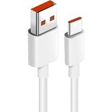 Robeve Xiaomi ve Type C Telefonlarla Uyumlu Hızlı Şarj Kablosu Hızlı Şarj 6A Kablo Turunçu Uçlu Hızlı Type C Şarj Kablosu - Beyaz
