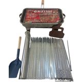 Robin Akyıl 26 Parça Mangal Seti Adana Kebap Şişi Kıyma Şişi Ciğer Tavuk Kuşbaşı Maşa Şiş Kutusu Yelpaze Maşa - 50 cm