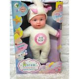 Robin Fil Kafalı Şirin Peluş Et Bebek Sesli 30CM - Beyaz