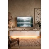 Robin Home Alaska LED Işıklı Tv Ünitesi Sehpası 4 Kapaklı Duvara Monte 180CM Sepet-Beyaz